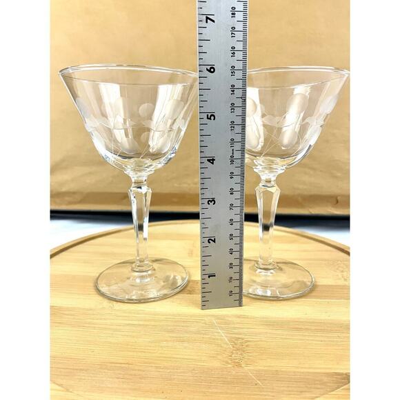 VTG Set of 2 Clear Carlton Champagne Glasses Martini Stem Libbey Glass Etched - Picture 2 of 16
